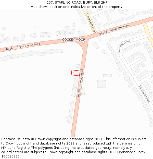 157, STARLING ROAD, BURY, BL8 2HF: Location map and indicative extent of plot