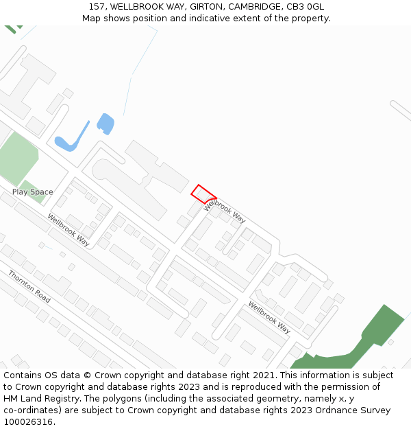 157, WELLBROOK WAY, GIRTON, CAMBRIDGE, CB3 0GL: Location map and indicative extent of plot