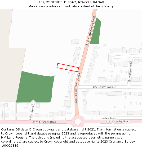 157, WESTERFIELD ROAD, IPSWICH, IP4 3AB: Location map and indicative extent of plot