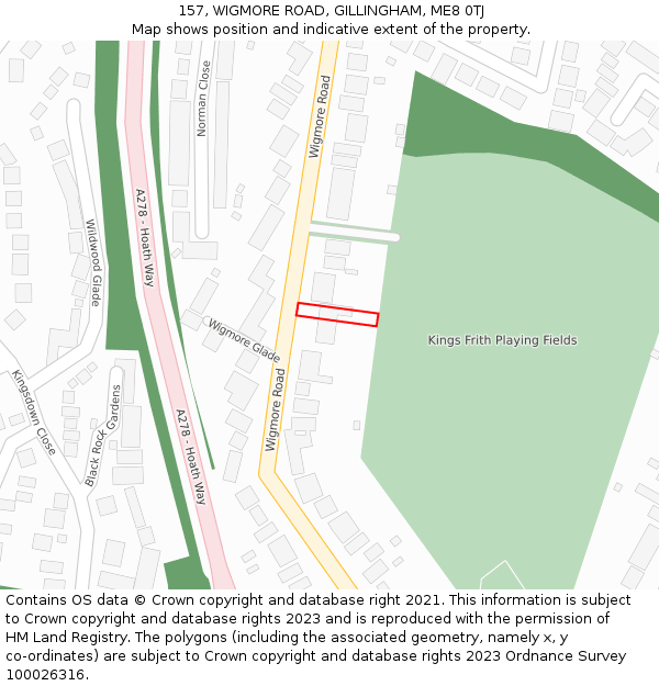 157, WIGMORE ROAD, GILLINGHAM, ME8 0TJ: Location map and indicative extent of plot