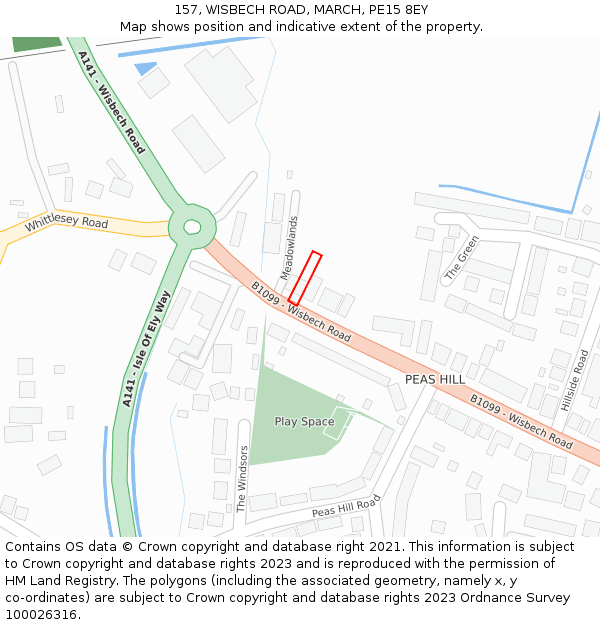 157, WISBECH ROAD, MARCH, PE15 8EY: Location map and indicative extent of plot