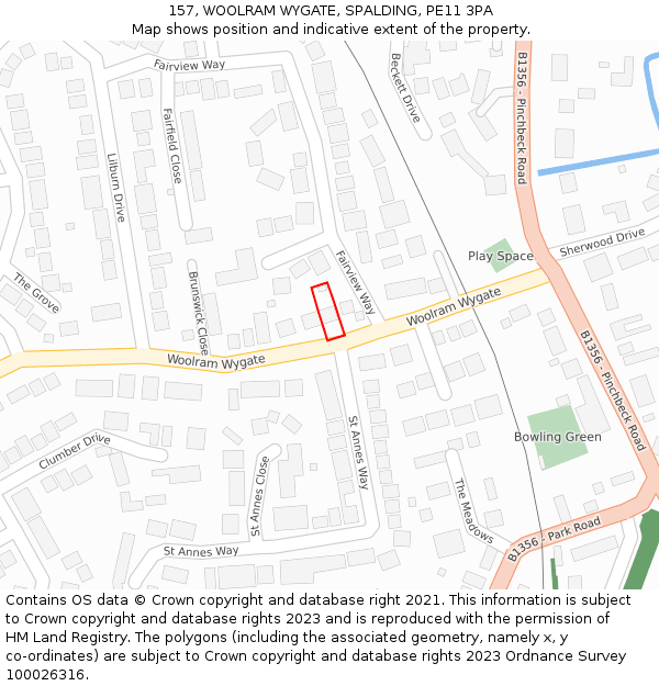 157, WOOLRAM WYGATE, SPALDING, PE11 3PA: Location map and indicative extent of plot