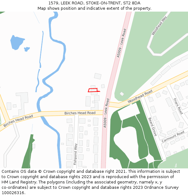 1579, LEEK ROAD, STOKE-ON-TRENT, ST2 8DA: Location map and indicative extent of plot