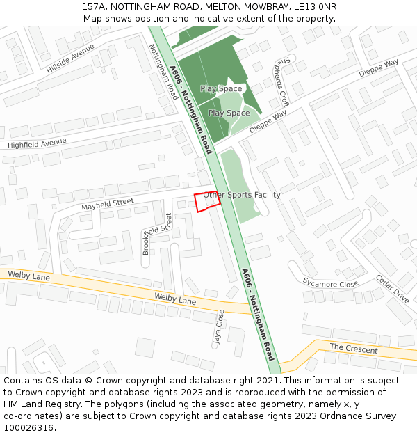 157A, NOTTINGHAM ROAD, MELTON MOWBRAY, LE13 0NR: Location map and indicative extent of plot