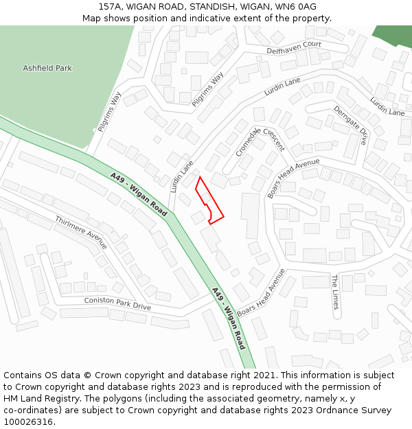 157A, WIGAN ROAD, STANDISH, WIGAN, WN6 0AG: Location map and indicative extent of plot