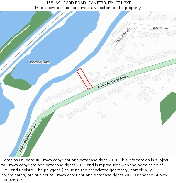 158, ASHFORD ROAD, CANTERBURY, CT1 3XT: Location map and indicative extent of plot