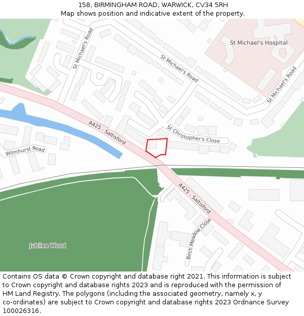 158, BIRMINGHAM ROAD, WARWICK, CV34 5RH: Location map and indicative extent of plot