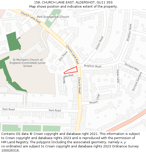 158, CHURCH LANE EAST, ALDERSHOT, GU11 3SS: Location map and indicative extent of plot