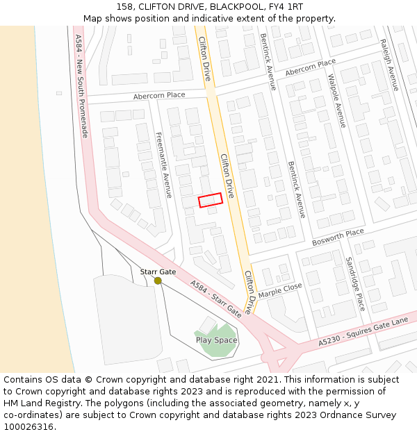 158, CLIFTON DRIVE, BLACKPOOL, FY4 1RT: Location map and indicative extent of plot