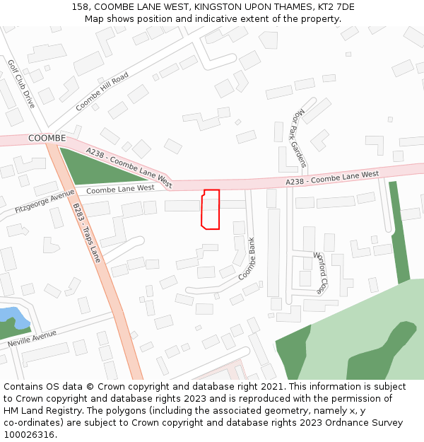 158, COOMBE LANE WEST, KINGSTON UPON THAMES, KT2 7DE: Location map and indicative extent of plot