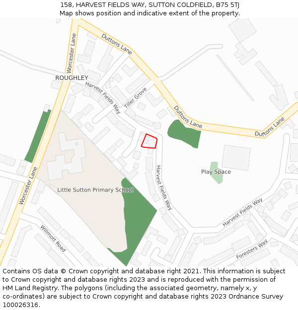 158, HARVEST FIELDS WAY, SUTTON COLDFIELD, B75 5TJ: Location map and indicative extent of plot