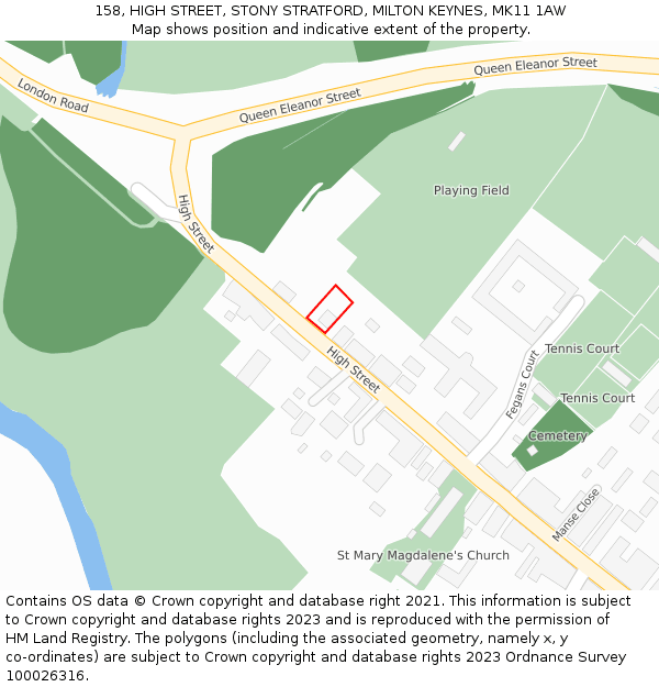 158, HIGH STREET, STONY STRATFORD, MILTON KEYNES, MK11 1AW: Location map and indicative extent of plot