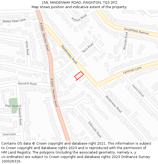 158, MAIDENWAY ROAD, PAIGNTON, TQ3 2PZ: Location map and indicative extent of plot