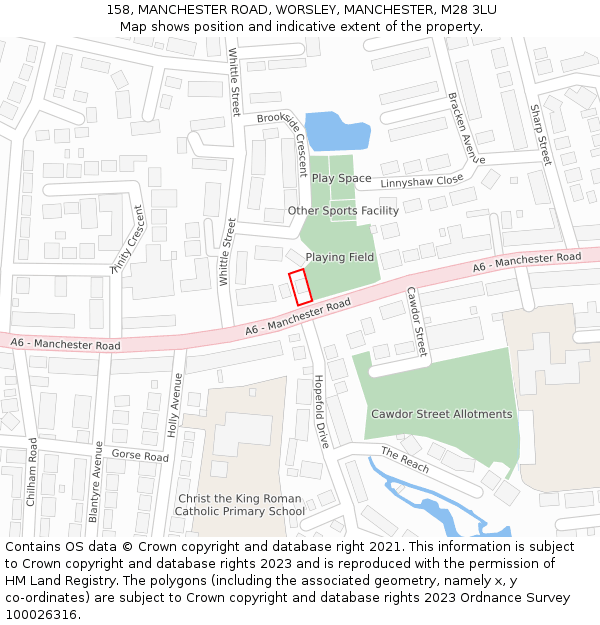 158, MANCHESTER ROAD, WORSLEY, MANCHESTER, M28 3LU: Location map and indicative extent of plot