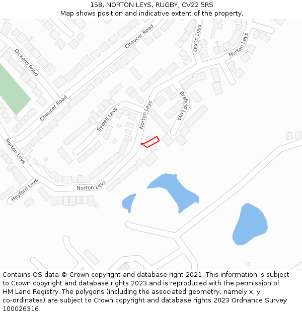 158, NORTON LEYS, RUGBY, CV22 5RS: Location map and indicative extent of plot