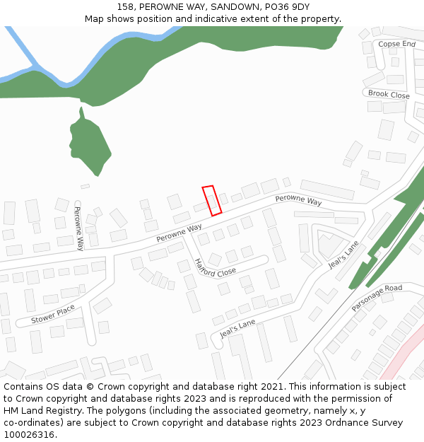 158, PEROWNE WAY, SANDOWN, PO36 9DY: Location map and indicative extent of plot