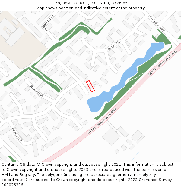 158, RAVENCROFT, BICESTER, OX26 6YF: Location map and indicative extent of plot