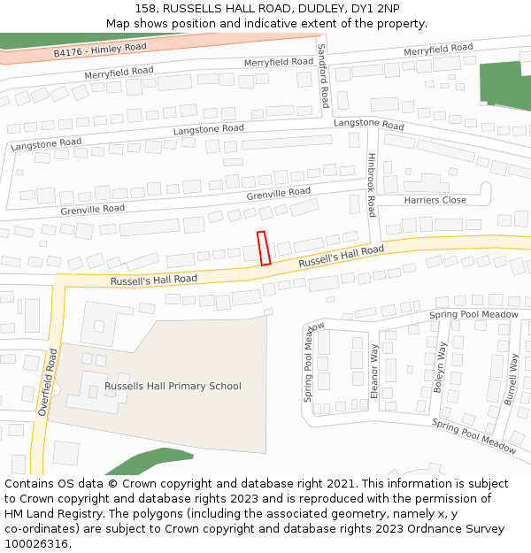 158, RUSSELLS HALL ROAD, DUDLEY, DY1 2NP: Location map and indicative extent of plot