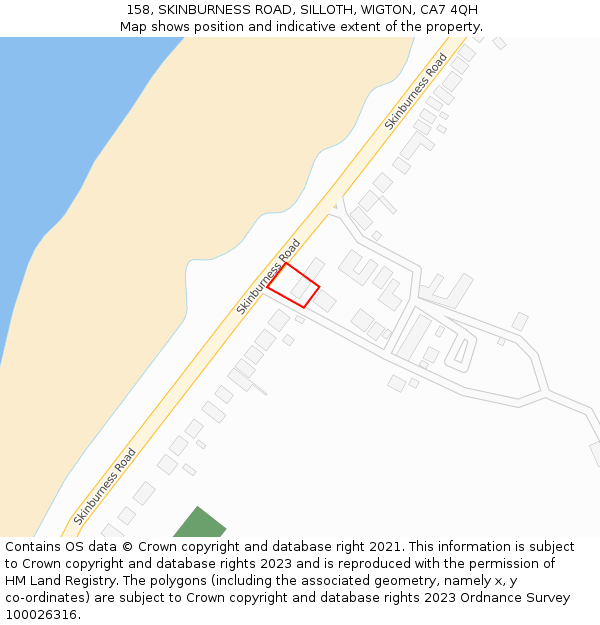 158, SKINBURNESS ROAD, SILLOTH, WIGTON, CA7 4QH: Location map and indicative extent of plot