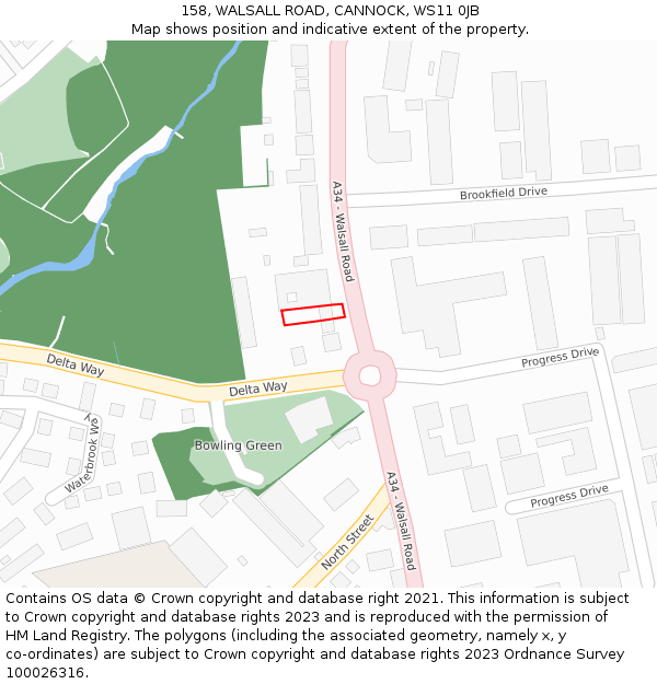 158, WALSALL ROAD, CANNOCK, WS11 0JB: Location map and indicative extent of plot