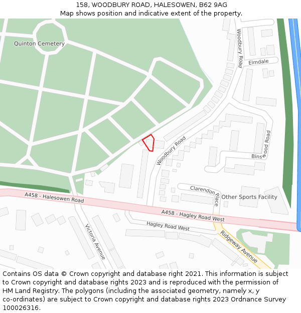 158, WOODBURY ROAD, HALESOWEN, B62 9AG: Location map and indicative extent of plot