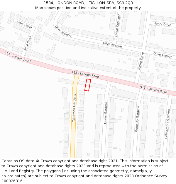 1584, LONDON ROAD, LEIGH-ON-SEA, SS9 2QR: Location map and indicative extent of plot