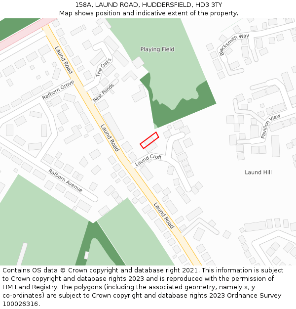 158A, LAUND ROAD, HUDDERSFIELD, HD3 3TY: Location map and indicative extent of plot