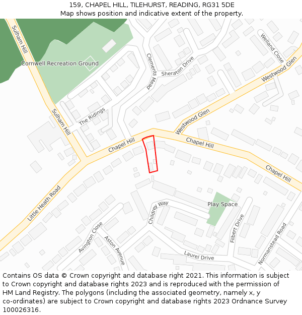 159, CHAPEL HILL, TILEHURST, READING, RG31 5DE: Location map and indicative extent of plot