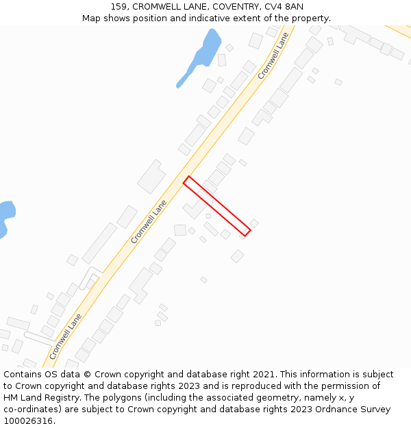 159, CROMWELL LANE, COVENTRY, CV4 8AN: Location map and indicative extent of plot