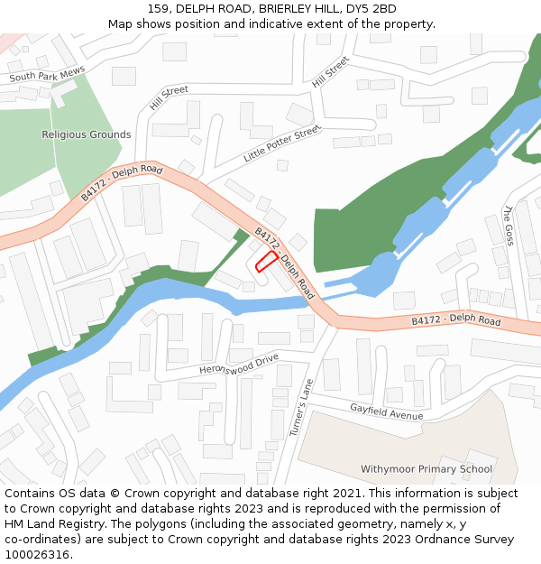 159, DELPH ROAD, BRIERLEY HILL, DY5 2BD: Location map and indicative extent of plot