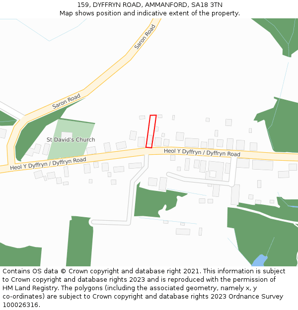 159, DYFFRYN ROAD, AMMANFORD, SA18 3TN: Location map and indicative extent of plot