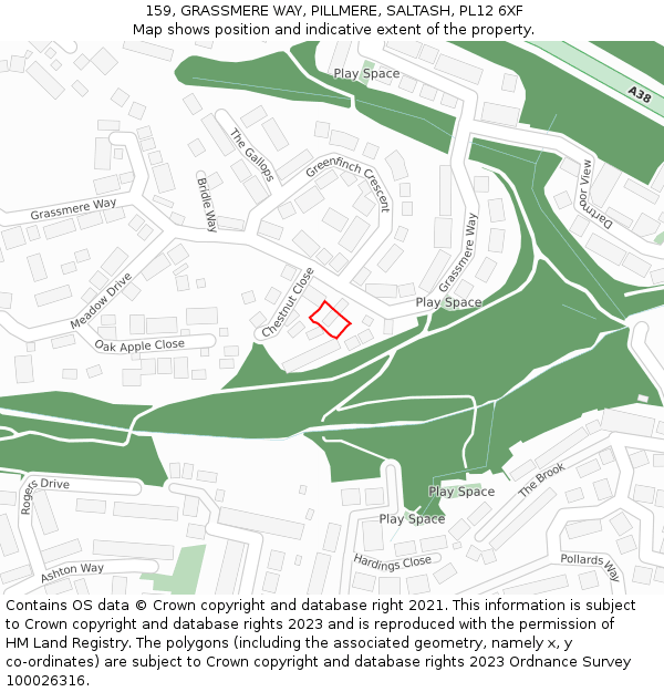 159, GRASSMERE WAY, PILLMERE, SALTASH, PL12 6XF: Location map and indicative extent of plot