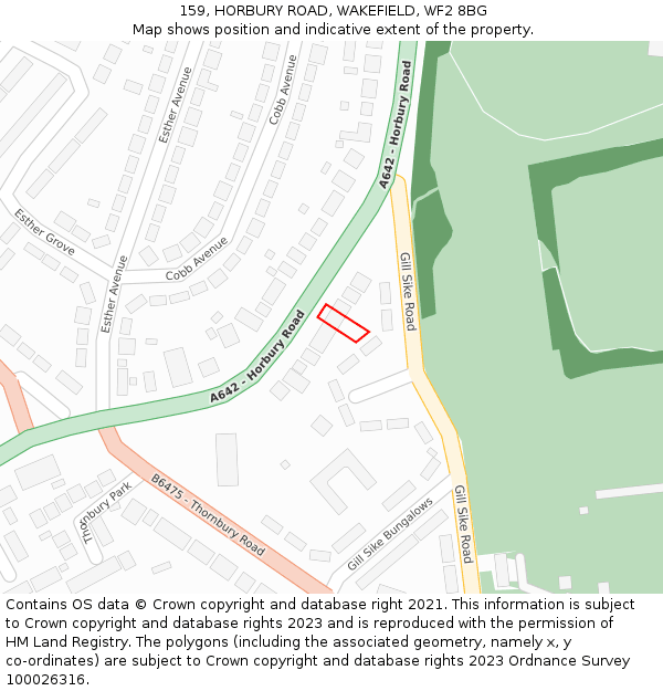 159, HORBURY ROAD, WAKEFIELD, WF2 8BG: Location map and indicative extent of plot