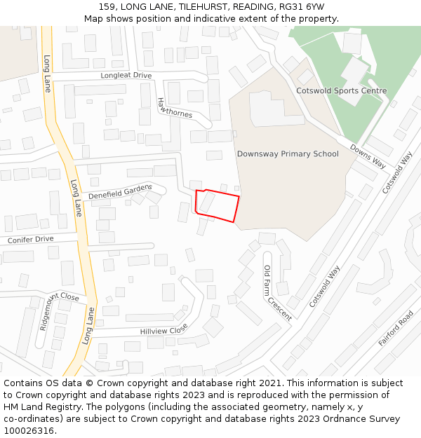 159, LONG LANE, TILEHURST, READING, RG31 6YW: Location map and indicative extent of plot
