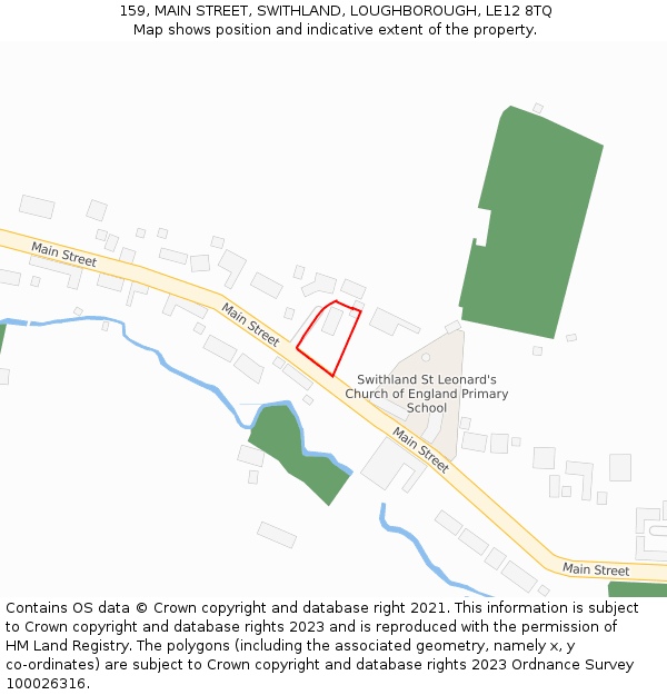 159, MAIN STREET, SWITHLAND, LOUGHBOROUGH, LE12 8TQ: Location map and indicative extent of plot