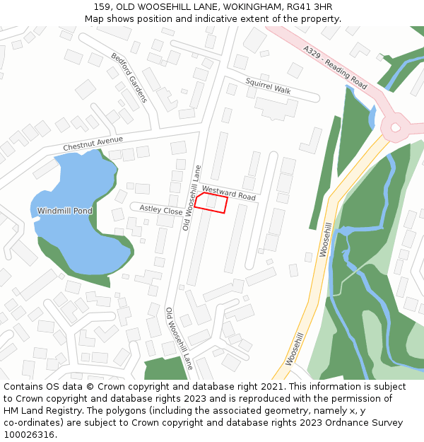 159, OLD WOOSEHILL LANE, WOKINGHAM, RG41 3HR: Location map and indicative extent of plot