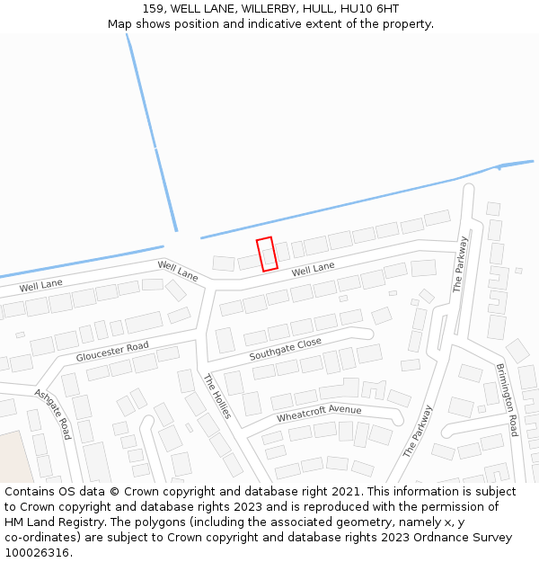 159, WELL LANE, WILLERBY, HULL, HU10 6HT: Location map and indicative extent of plot