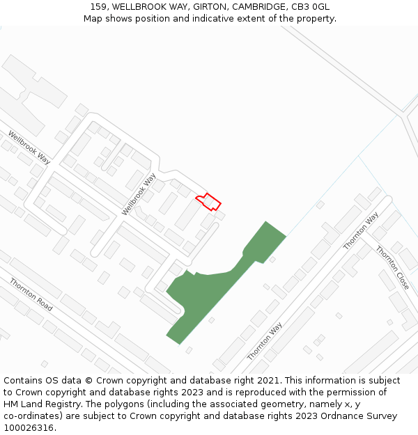 159, WELLBROOK WAY, GIRTON, CAMBRIDGE, CB3 0GL: Location map and indicative extent of plot