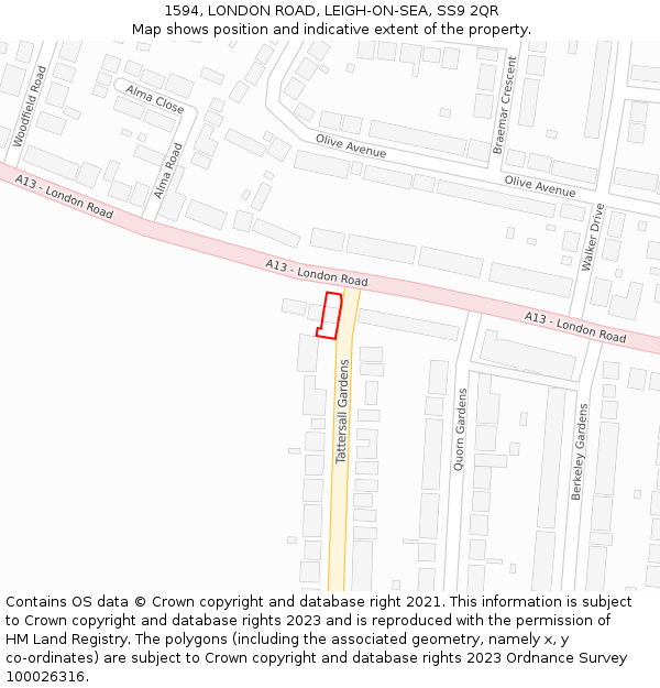 1594, LONDON ROAD, LEIGH-ON-SEA, SS9 2QR: Location map and indicative extent of plot