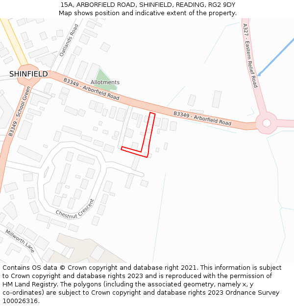 15A, ARBORFIELD ROAD, SHINFIELD, READING, RG2 9DY: Location map and indicative extent of plot