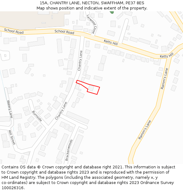 15A, CHANTRY LANE, NECTON, SWAFFHAM, PE37 8ES: Location map and indicative extent of plot