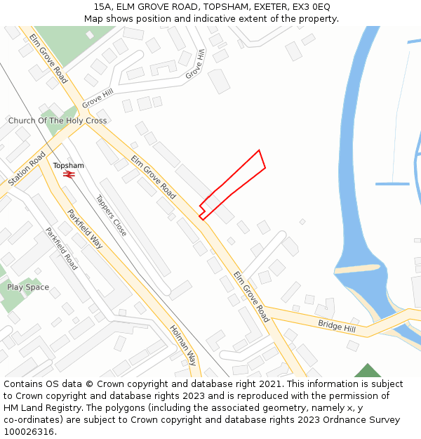 15A, ELM GROVE ROAD, TOPSHAM, EXETER, EX3 0EQ: Location map and indicative extent of plot