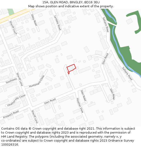 15A, GLEN ROAD, BINGLEY, BD16 3EU: Location map and indicative extent of plot