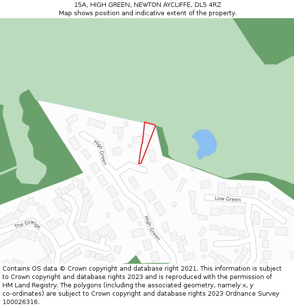 15A, HIGH GREEN, NEWTON AYCLIFFE, DL5 4RZ: Location map and indicative extent of plot