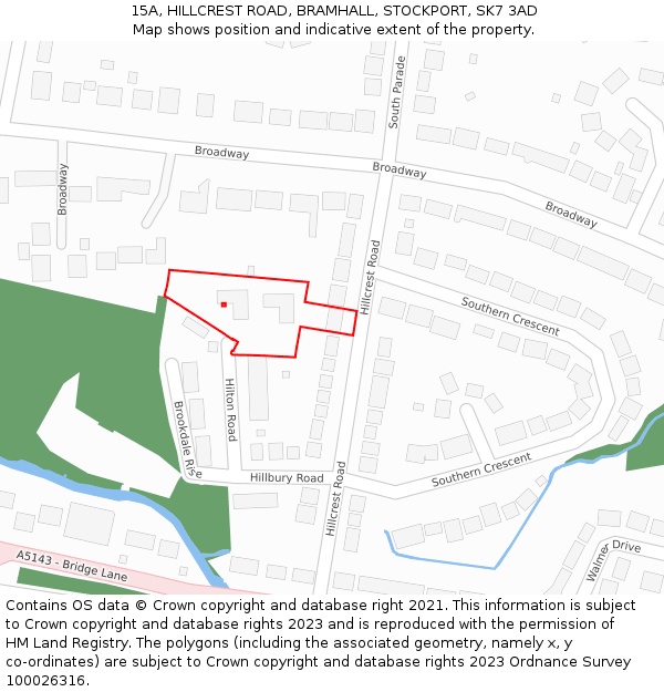 15A, HILLCREST ROAD, BRAMHALL, STOCKPORT, SK7 3AD: Location map and indicative extent of plot