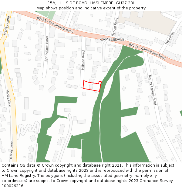 15A, HILLSIDE ROAD, HASLEMERE, GU27 3RL: Location map and indicative extent of plot