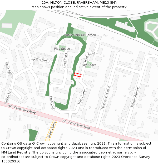 15A, HILTON CLOSE, FAVERSHAM, ME13 8NN: Location map and indicative extent of plot