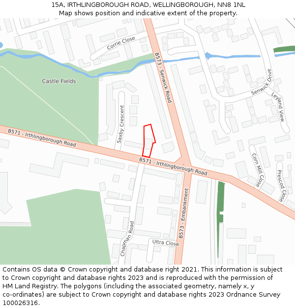 15A, IRTHLINGBOROUGH ROAD, WELLINGBOROUGH, NN8 1NL: Location map and indicative extent of plot