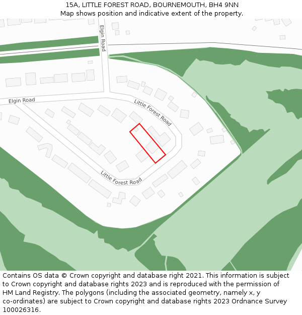 15A, LITTLE FOREST ROAD, BOURNEMOUTH, BH4 9NN: Location map and indicative extent of plot