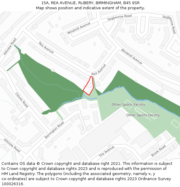 15A, REA AVENUE, RUBERY, BIRMINGHAM, B45 9SR: Location map and indicative extent of plot